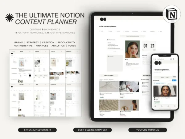 Planner de Contenu Notion – Tout-en-Un